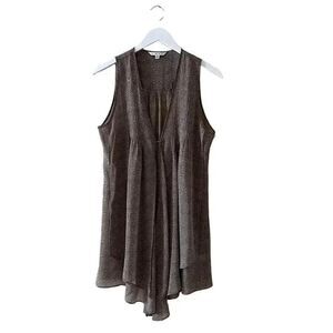 CABI Lagenlook Cascading Layered Light Taupe Flowy Tunic Vest SZ M